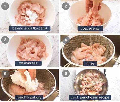 Velveting chicken with baking soda - Sep 9, 2020 · Mix everything well, cover, and refrigerate for at least 30 minutes or up to one hour to allow time for the cornstarch to transform into a thin gelatinous layer. To give your velveted meat an even... 